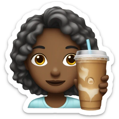 Girl with iced coffee sticker