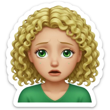 the girl is that criying she has green eyes and blond hair curly sticker