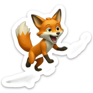 Fox surfing a wave sticker