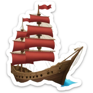 a ship with scarlet sails sticker