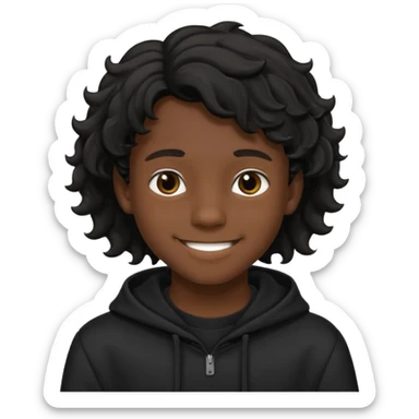 Menino de 15 anos de cabelo ondulado preto e de roupa preta sticker