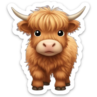 Cute Fluffy Highland cow baby sticker