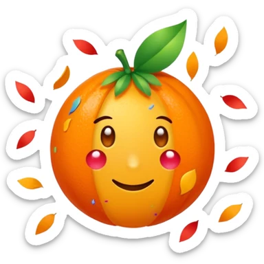 Una cara roja con naranja con rayos que explotan y llena de confeti  sticker