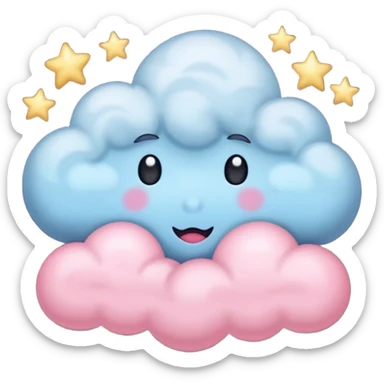 Black cloud with few shiny stars with pink cheeks sticker