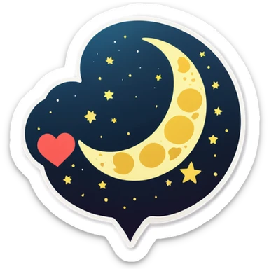 Moon and heart sticker