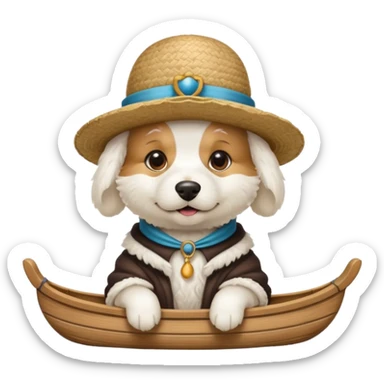 white dog with iconic gondolier hat sticker