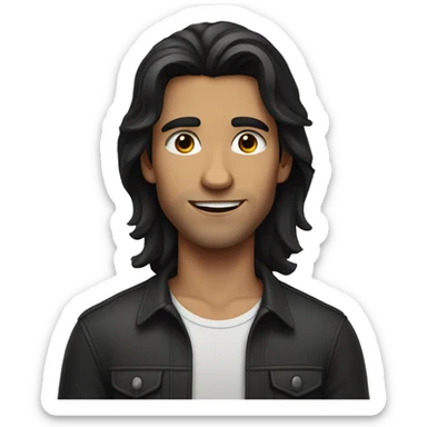 young dark-haired man with long hair sticker