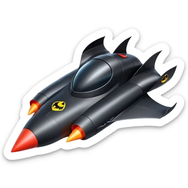 batmobile in rocket ship boom rocket at take-off  sticker
