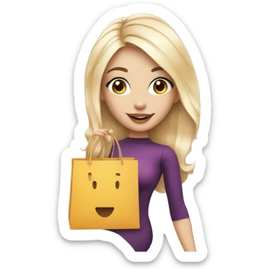 white skin influencer taking selfie with a shopping bag sticker