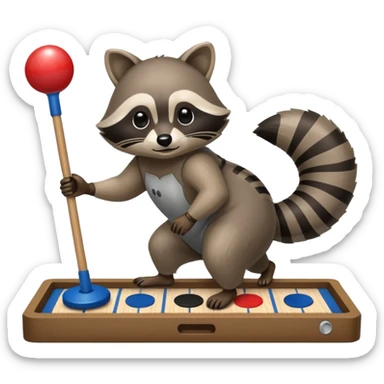 Raccoon playing floor shuffleboard sticker