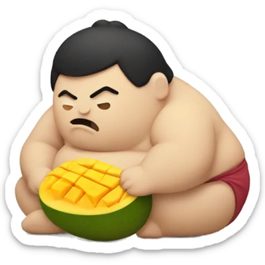 fatty sumo eating mango sticker