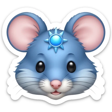 A mouse face with blue sun rays sticker