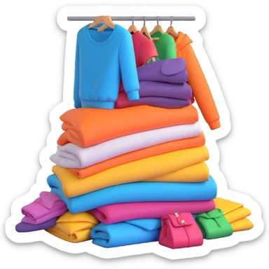pile of fashionable clothes sticker
