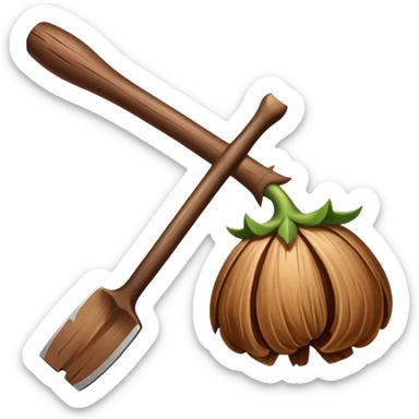 Un palo de madera con cara con un bate sticker