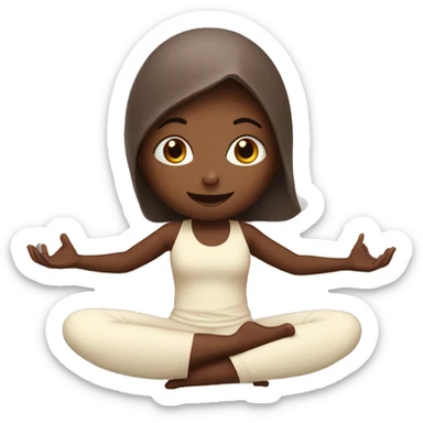 Girl seating in the yoga pose, with cocao in her hands and covered with blanked  sticker