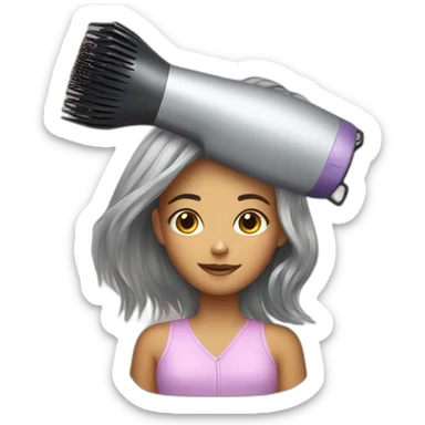 Girl with hairdryer  sticker