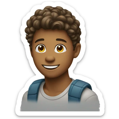 a fair teen boy smiling emoji from side profile sticker