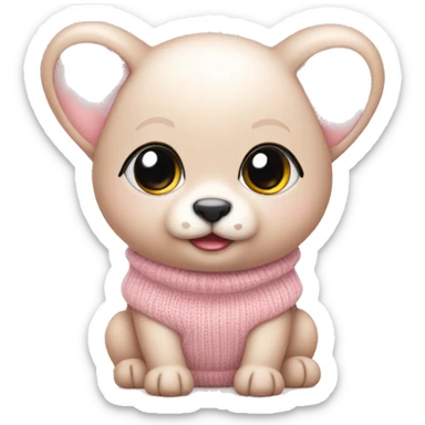 Cute Baby Animal wearing a light pink sweater sticker