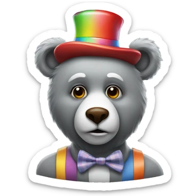 realistic-grey-bear-with-a-clown-makeup  sticker
