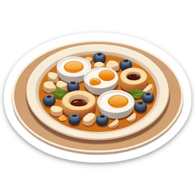 Homemade dishes on a plate, warm cozy colors, simple shapes, flat design, high contrast, friendly and inviting. sticker