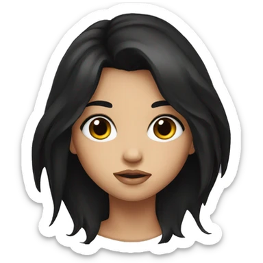  girl with intense gaze with black hair  sticker