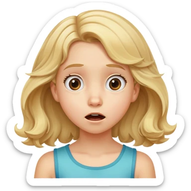 "- Nữ
- 10 tuổi
- Da trắng
- Tóc vàng ngang vai, hơi xoăn
- Mặt ngạc nhiên
" sticker