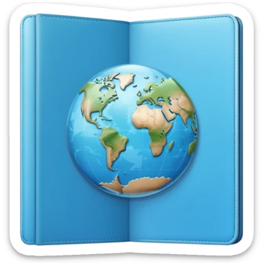 light blue passport with image planet sticker