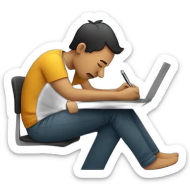 person editing tired sticker