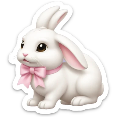 Bunny with a light pink bow on its ear  sticker