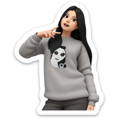 black haired girl in sweater sticker