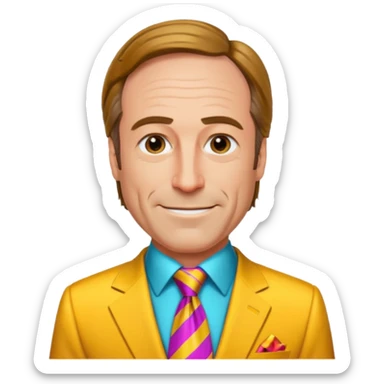 Design Saul Goodman in a flashy suit with colorful tie & confident smile. sticker