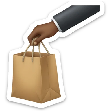 A hand pulling an item out of a bag or box. sticker