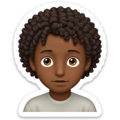 Menino de pele morena de olho castanho meio preto e cabelo cacheados ralo sticker