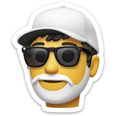 Chico Blanc con pelo negro gorra gafas de sol y tenis en las manos  sticker