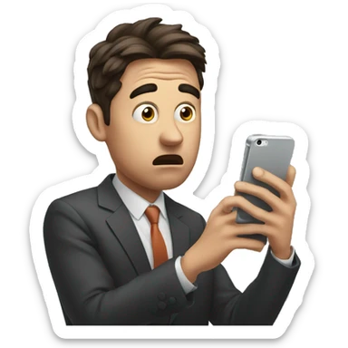 scared investor look at his iphone sticker