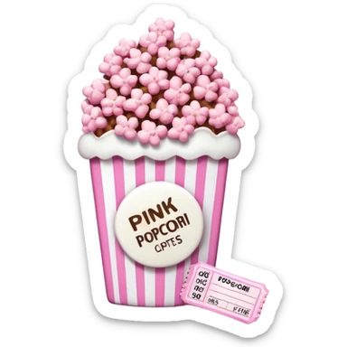 pink popcorn with cinema tickets sticker