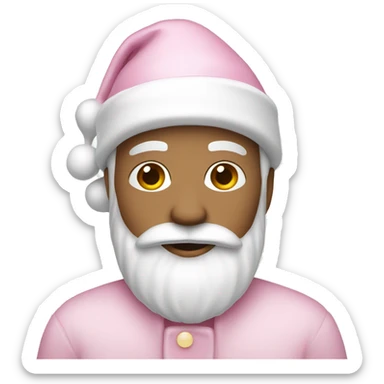 white Santa wearing light pink hat  sticker