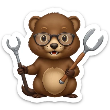 spectacled beaver with tools sticker