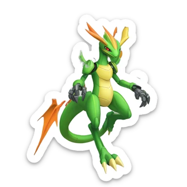 Mechanical Flygon-Scyther-dragon-Charizard-raptor-Medabot-Mecha full body sticker