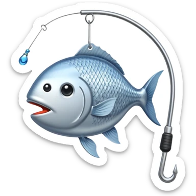 fish on a fishing rod hook sticker
