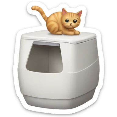 Cat pooping a litter box  sticker