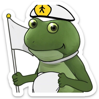 bufo holding a white flag sticker