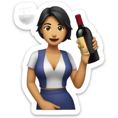 Chica morena tomando vino sticker