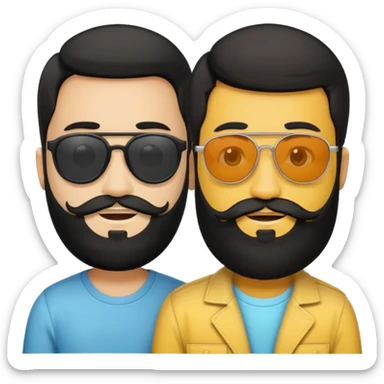 Van u make 2 cool young emojis with shades side by side, both have faded hair, one of them should also have faded beard. Beneath the faded beared emoji should have the initials WQ and the other PJ. black hair and beard sticker