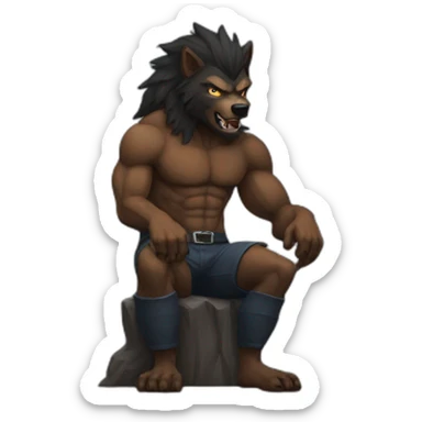 Lonely werewolf dark sitting muscular sticker
