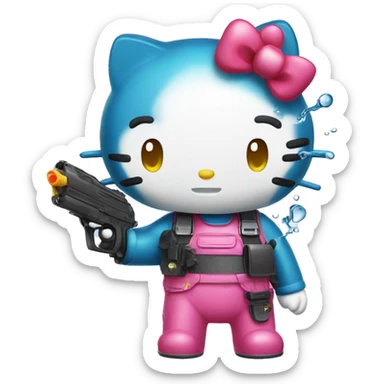 Hellokitty with a water gun sticker