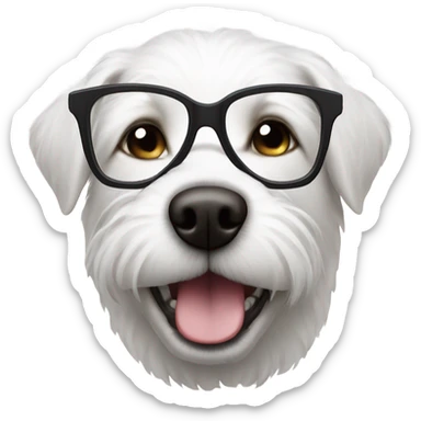 White crusty dog with glasses sticker