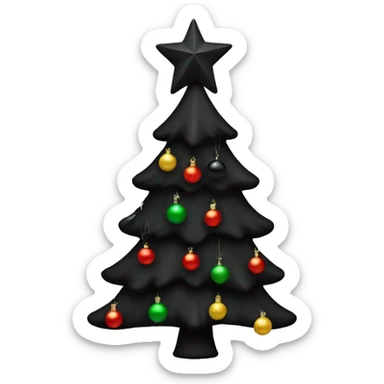 Black Xmas tree with black ornaments sticker