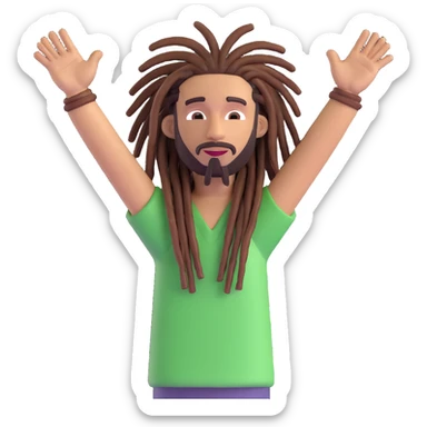 A rasta man bigging up di whole world 🌍🔥🤲🏾, reggae vibes 🎶, love and unity ✨💛💚❤️, every nation stand strong 🇯🇲🌐👑. sticker