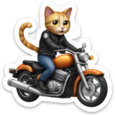 Cat on motorcycle  sticker
